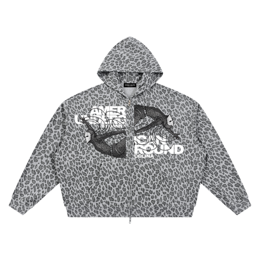 American Underground Sweat à Capuche Leopard Zippé by Danny Colina